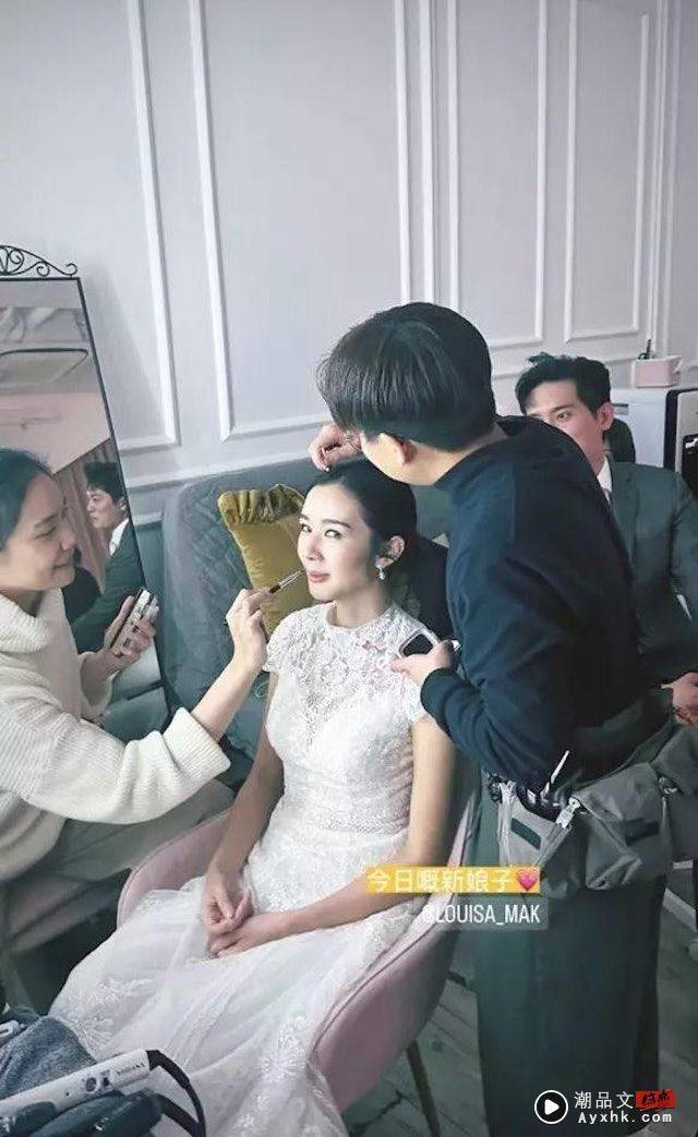 麦明诗拍婚纱被摄影师不慎泄秘，写着“今日的新娘子”，镜子更反射盛劲为的脸。（图／翻摄自X）